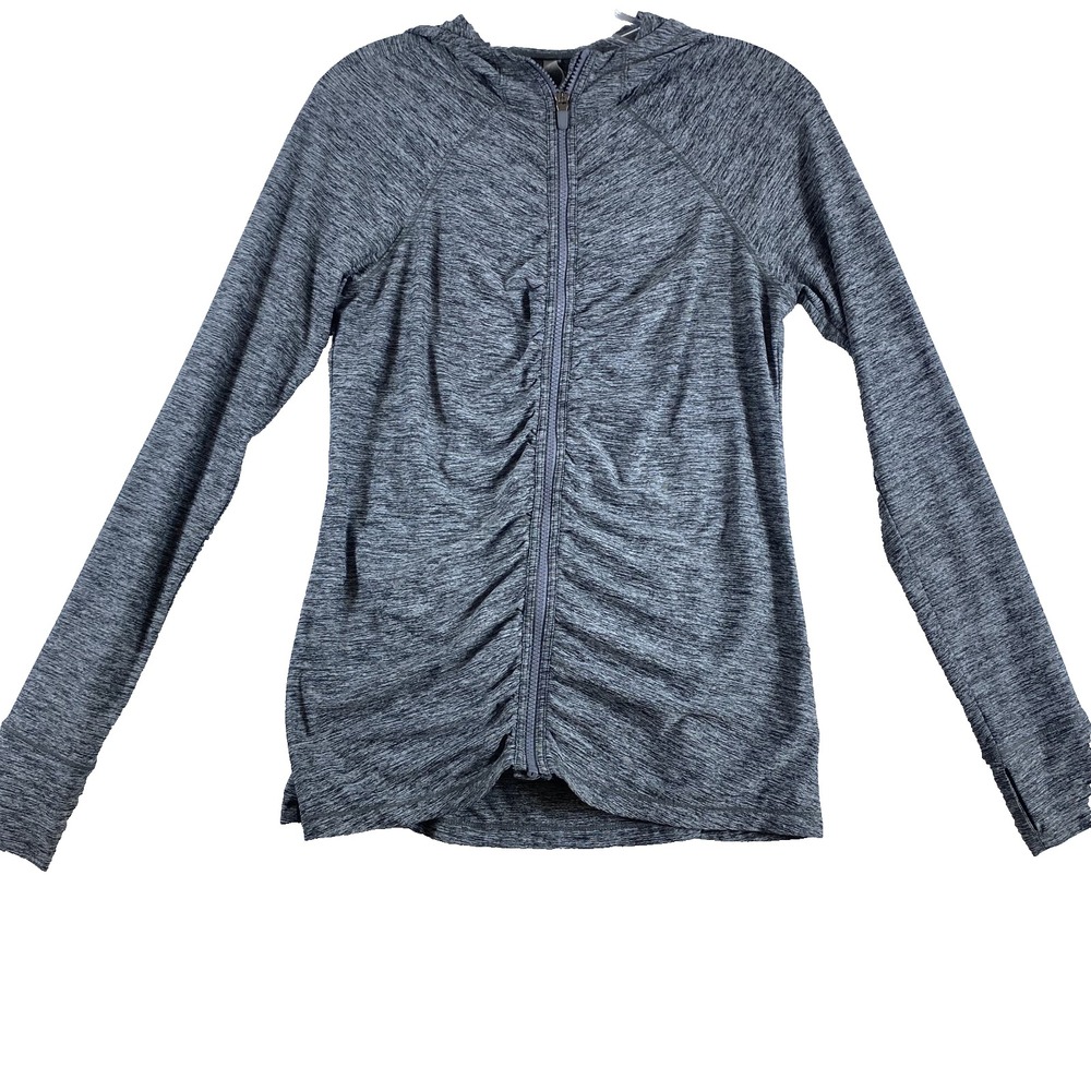 Athleta Pacifica Crosscurrent UPF Jacket Sz M Gray Hooded‎ Zip Closure Running
